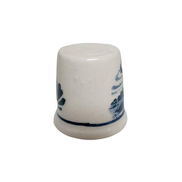Vintage Delft Blue Porcelain Thimble Windmill Holland Farmhouse Country Dutch - Picture 4 of 16